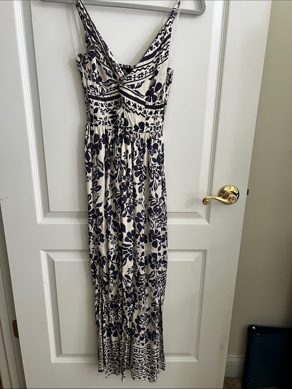 Angie Navy and White Floral Maxi Dress